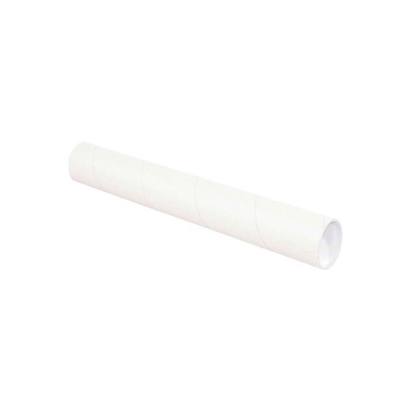 The Packaging Wholesalers Mailing Tubes With Caps, 3" Dia. x 20"L, 0.07" Thick, White, 24/Pack P3020W - main